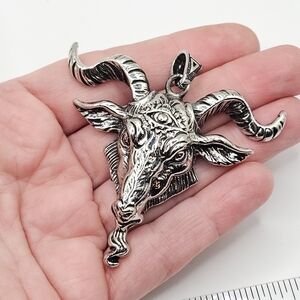 Stainless Steel Goat Head Baphomet Occult Third Eye Pendant